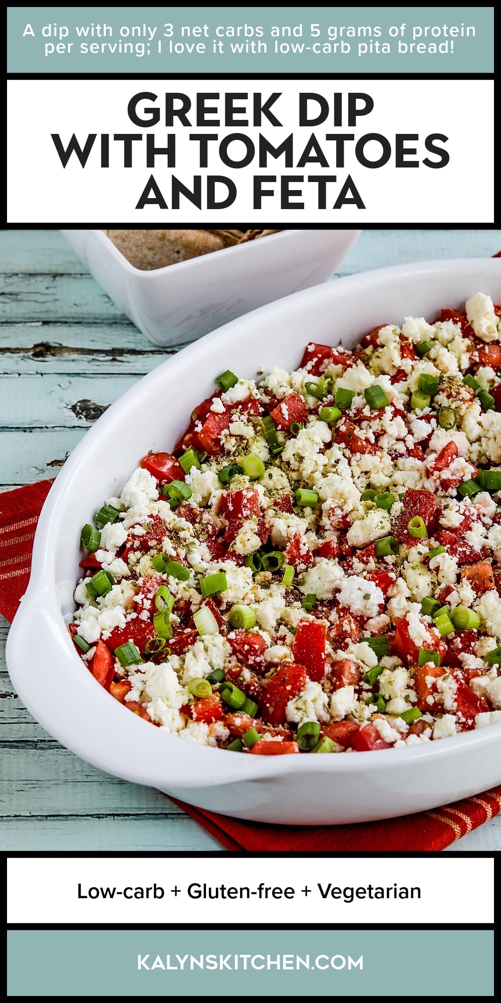 Pinterest image of Greek Dip with Tomatoes and Feta