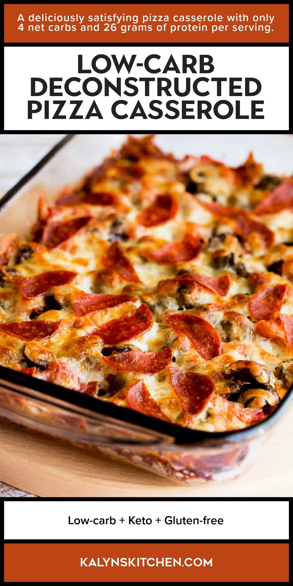Pinterest image of Low-Carb Deconstructed Pizza Casserole