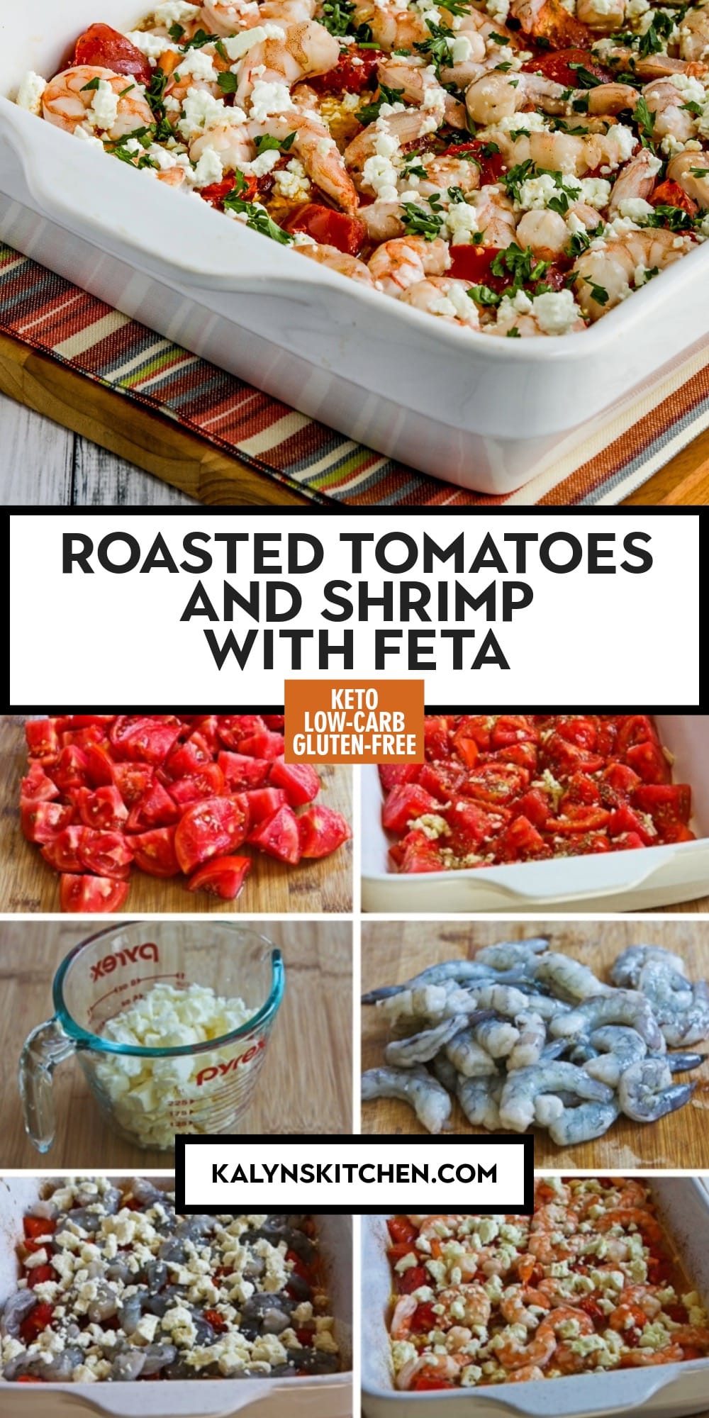 Pinterest image of Roasted Tomatoes and Shrimp with Feta