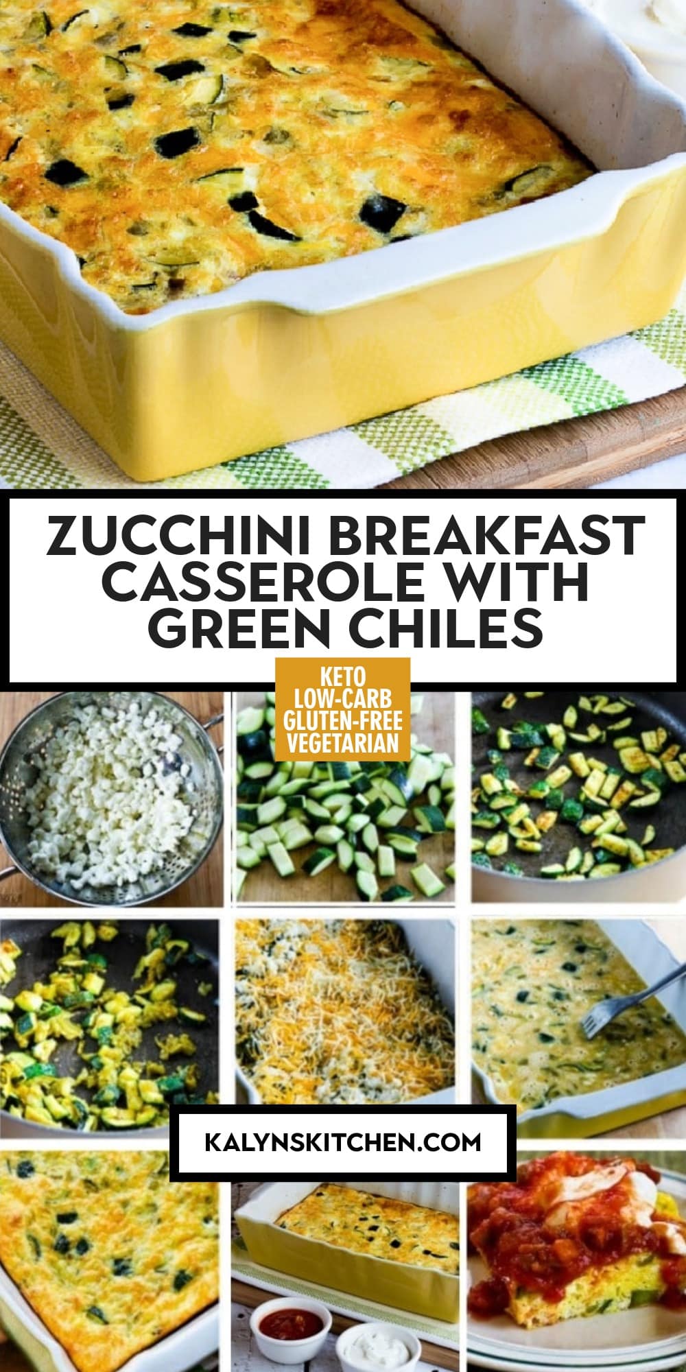 Pinterest image of Zucchini Breakfast Casserole with Green Chiles