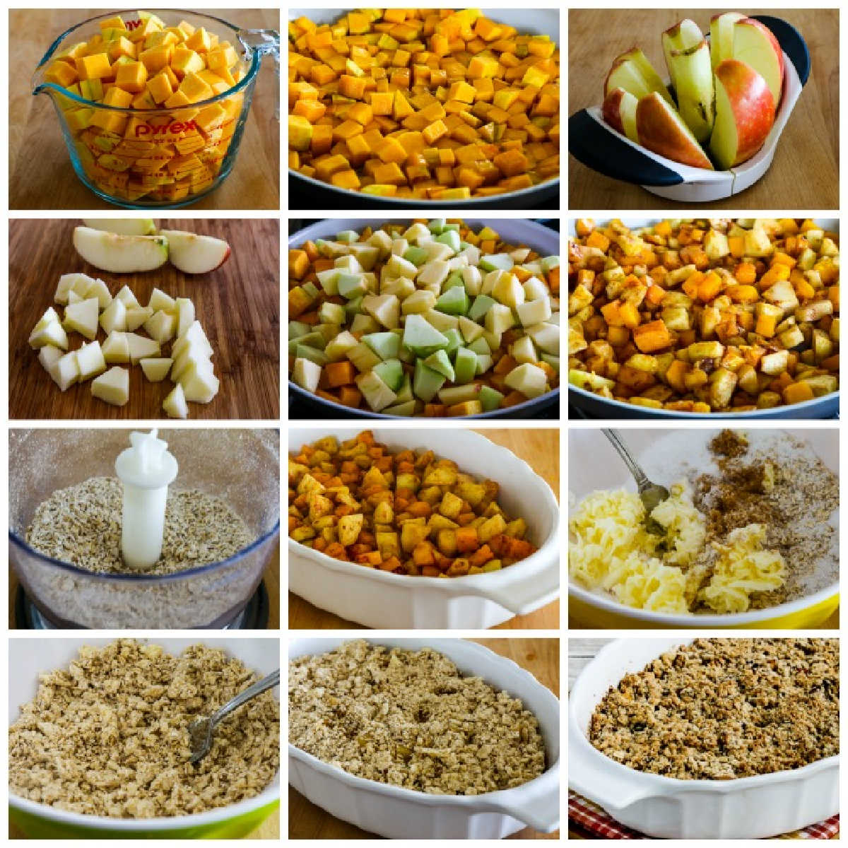recipe steps collage for Low-Sugar Pumpkin Apple Crumble