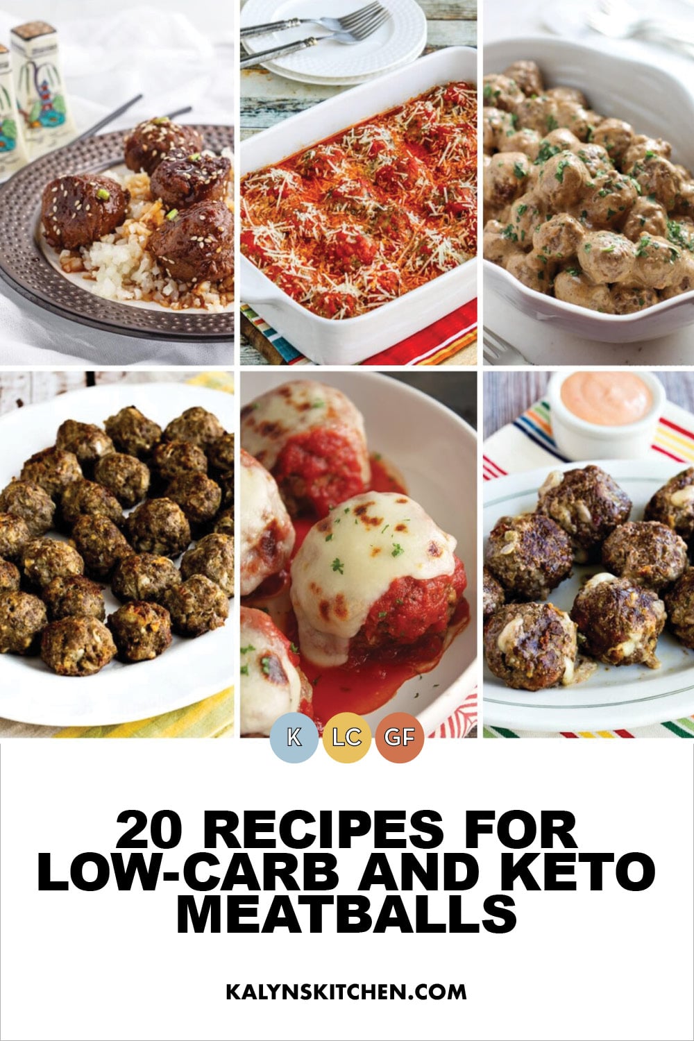 Pinterest image of 20 Recipes for Low-Carb and Keto Meatballs