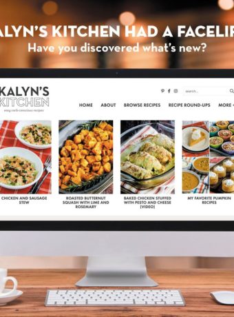 A New Look for Kalyn's Kitchen with Filtered Search! graphic announcing new blog design