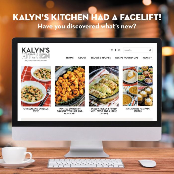 A New Look for Kalyn's Kitchen with Filtered Search! graphic announcing new blog design