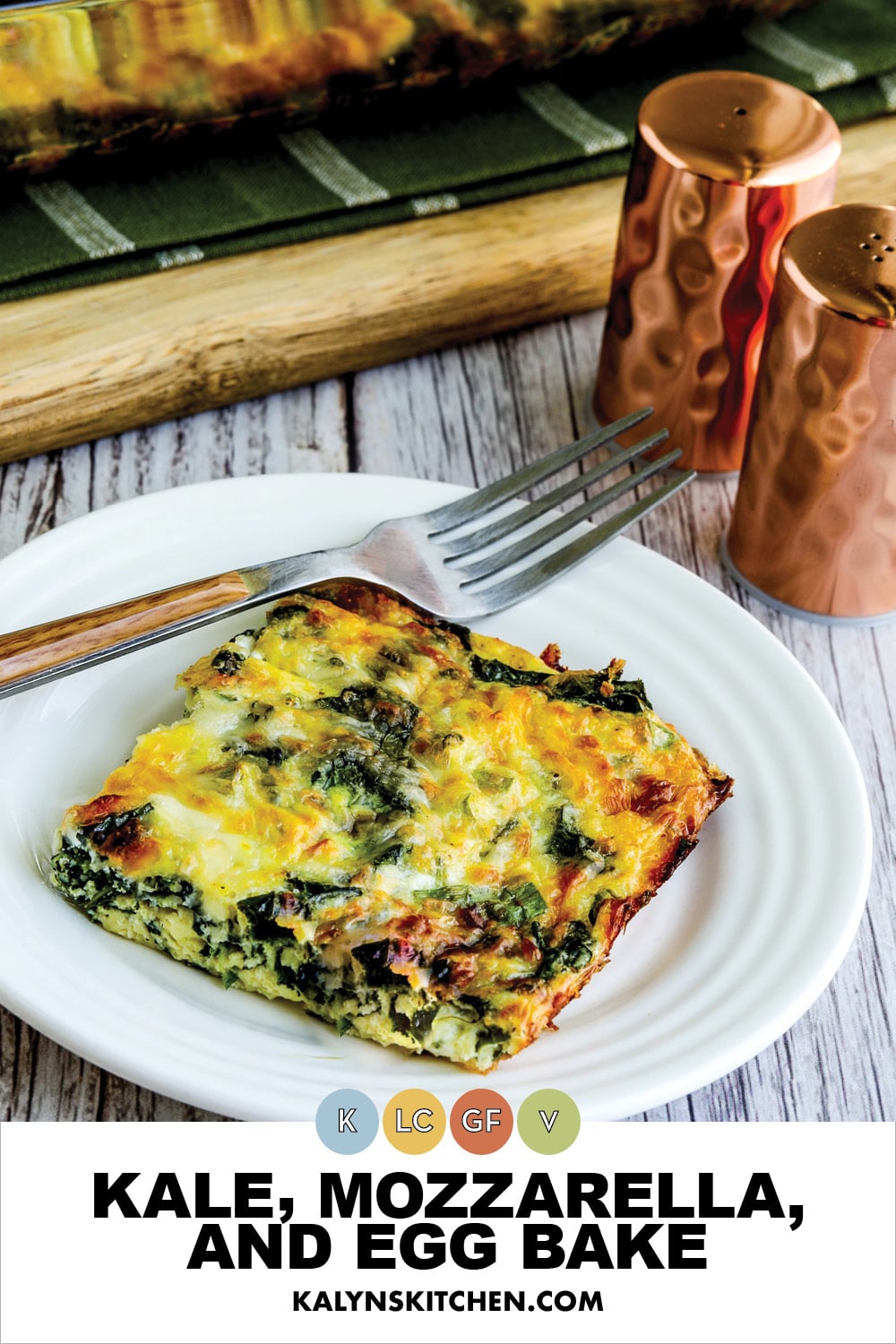 Pinterest image of Kale, Mozzarella, and Egg Bake