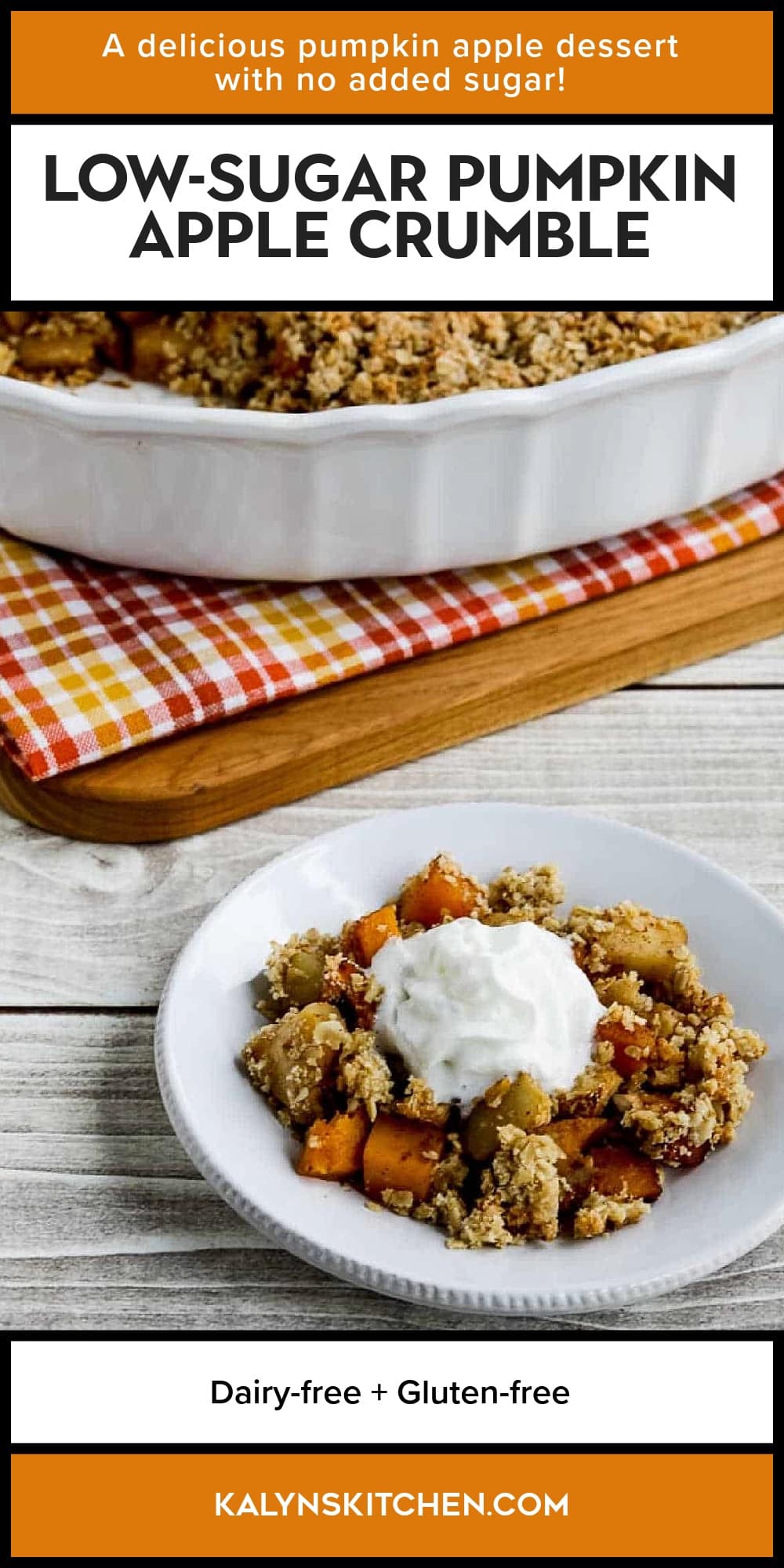 Pinterest image of Low-Sugar Pumpkin Apple Crumble