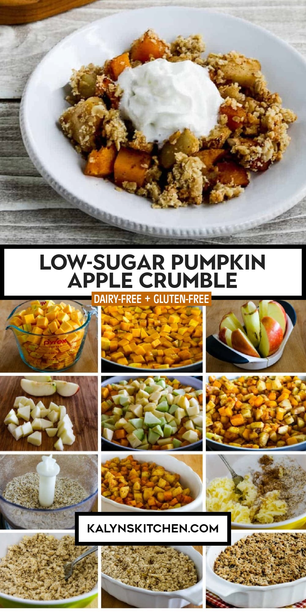 Pinterest image of Low-Sugar Pumpkin Apple Crumble