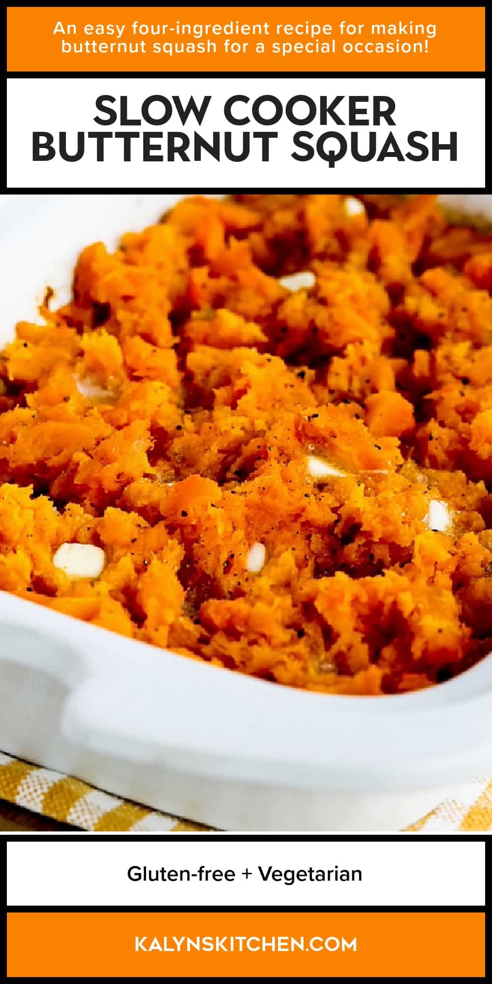 Pinterest image of Slow Cooker Butternut Squash