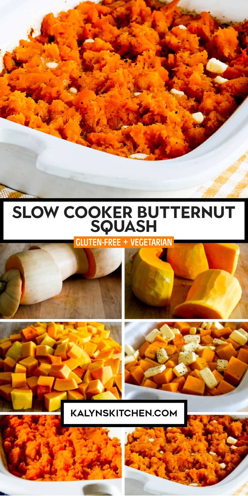 Pinterest image of Slow Cooker Butternut Squash
