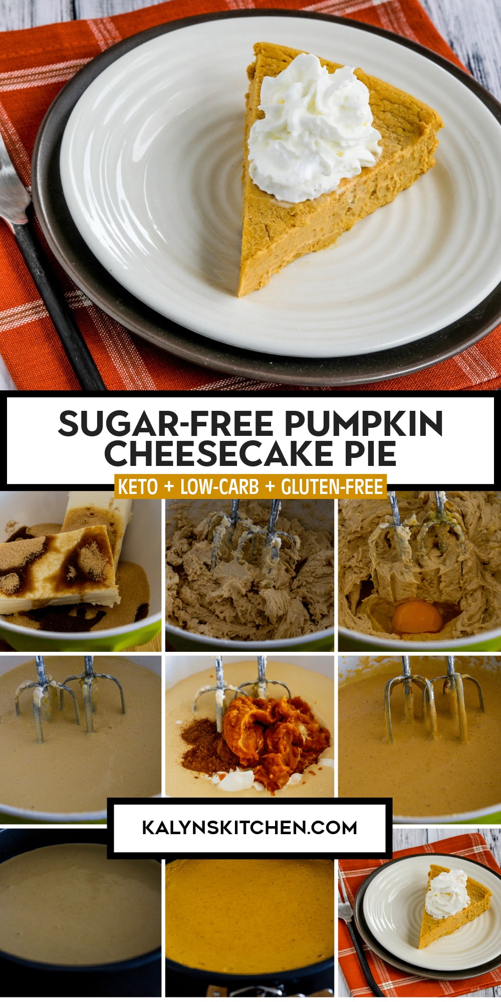 Pinterest image of Sugar-Free Pumpkin Cheesecake Pie