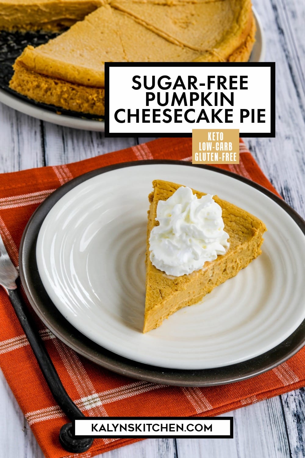 Pinterest image of Sugar-Free Pumpkin Cheesecake Pie
