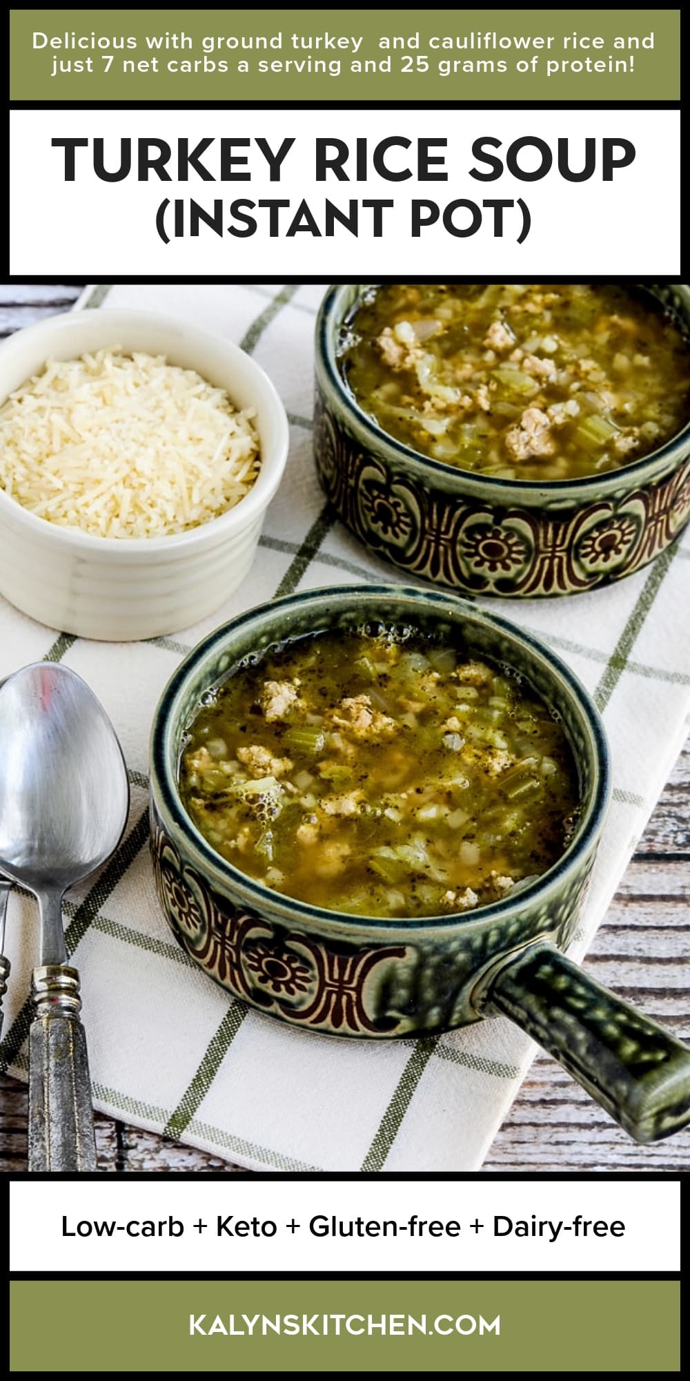 Pinterest image of Turkey Rice Soup (Instant Pot )