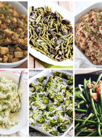 Low-Carb and Gluten-Free Thanksgiving Side Dish Recipes collage of featured recipes