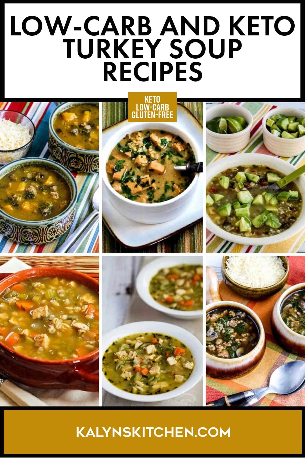 Pinterest image of Low-Carb and Keto Turkey Soup Recipes