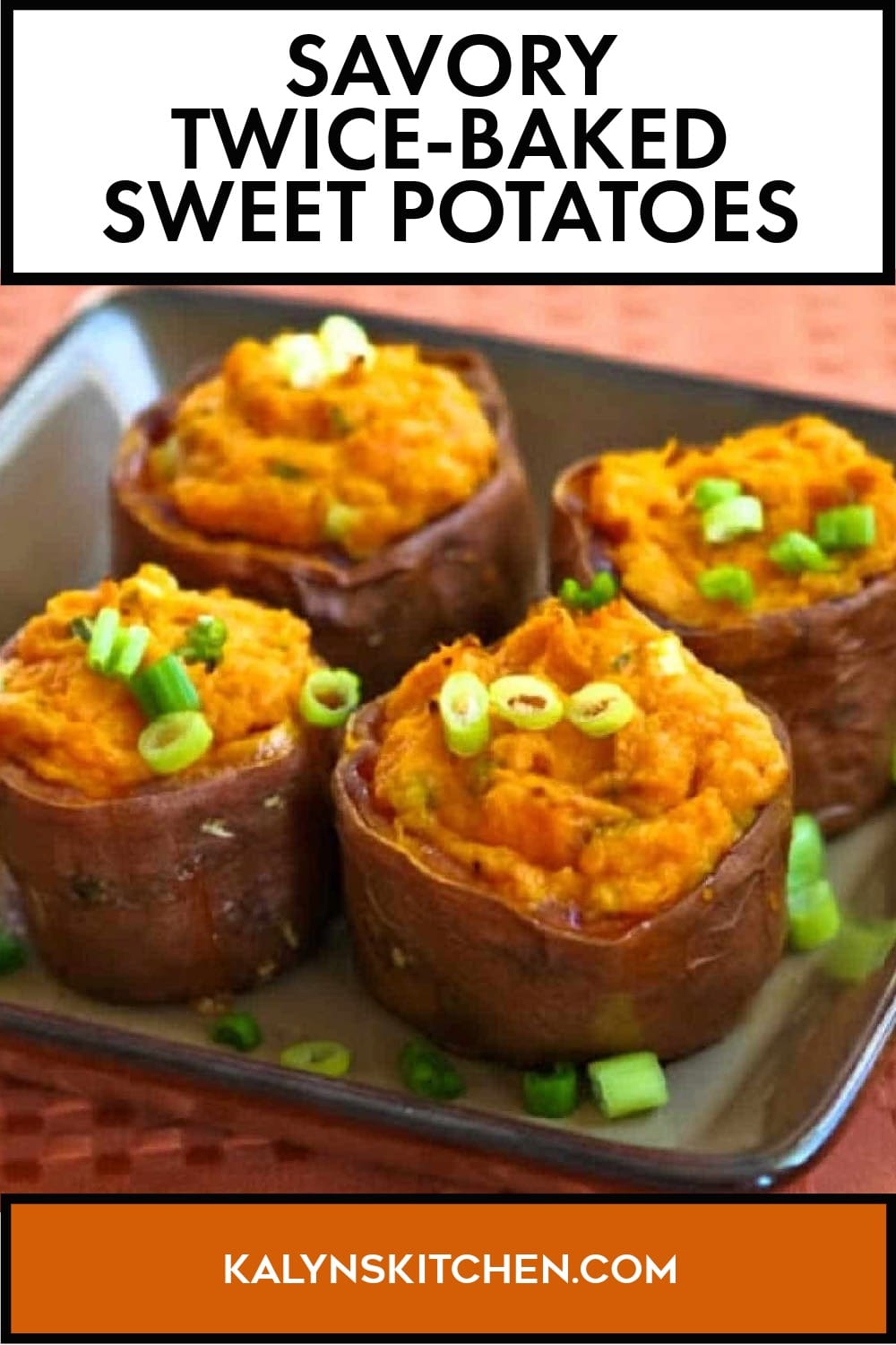 Pinterest image of Savory Twice-Baked Sweet Potatoes