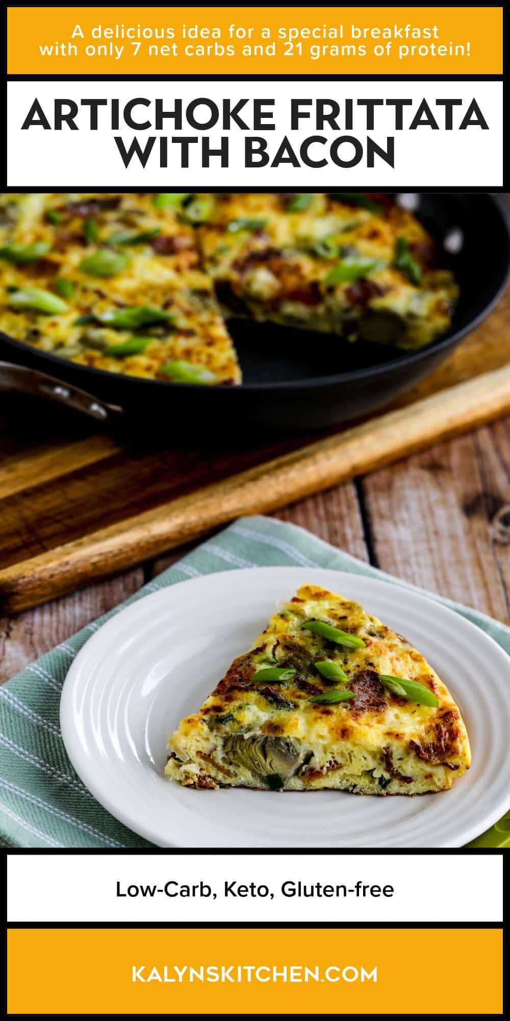 Pinterest image of Artichoke Frittata with Bacon