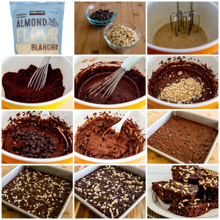 Almond flour Brownies process shots collage