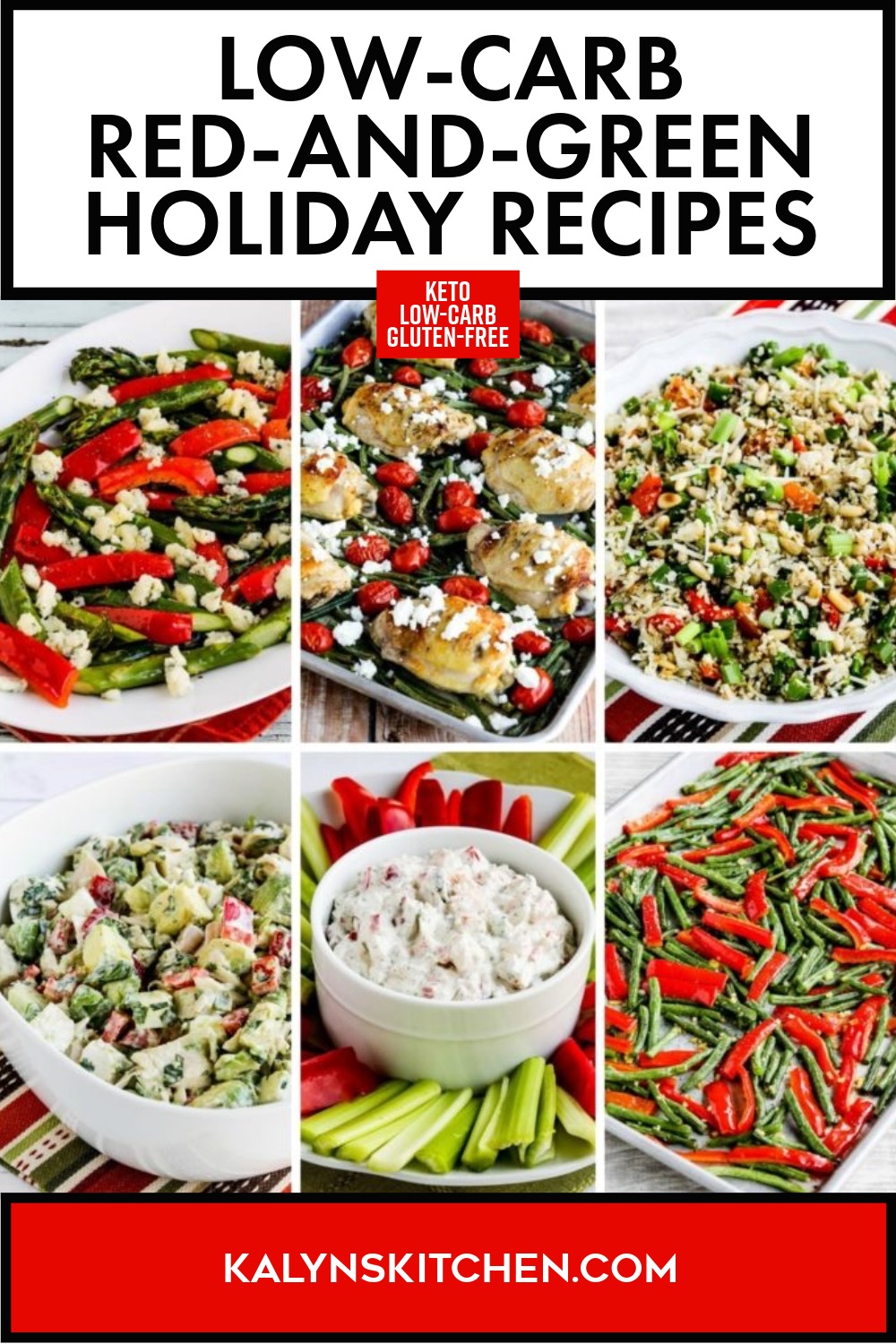Pinterest image of Low-Carb Red-and-Green Holiday Recipes
