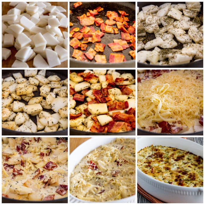 Turnip Gratin with Bacon process shots collage