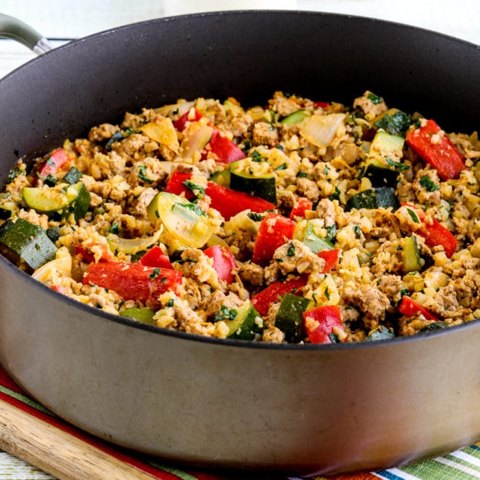 square image of One-Pan Ground Turkey Curry in pan