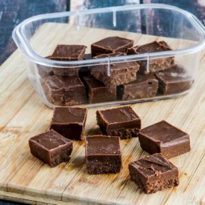square image of Peanut Butter Fudge on cutting board