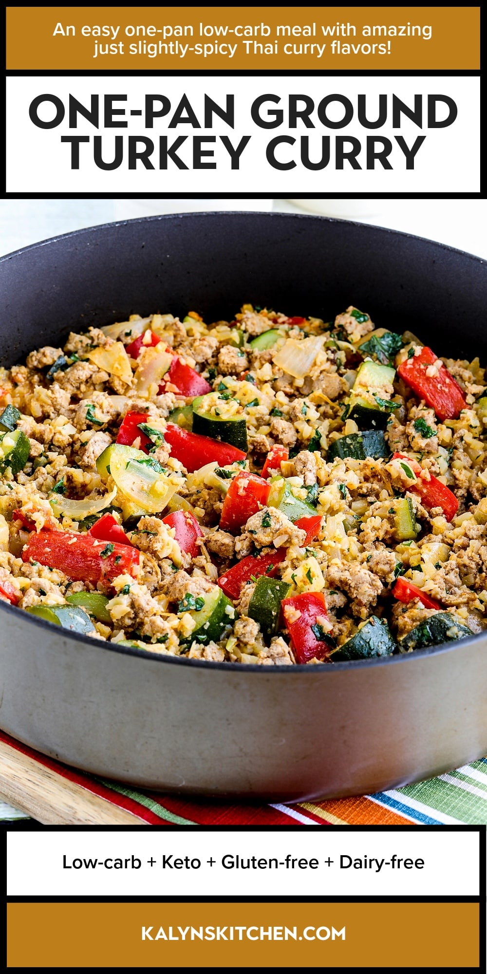 Pinterest image of One-Pan Ground Turkey Curry