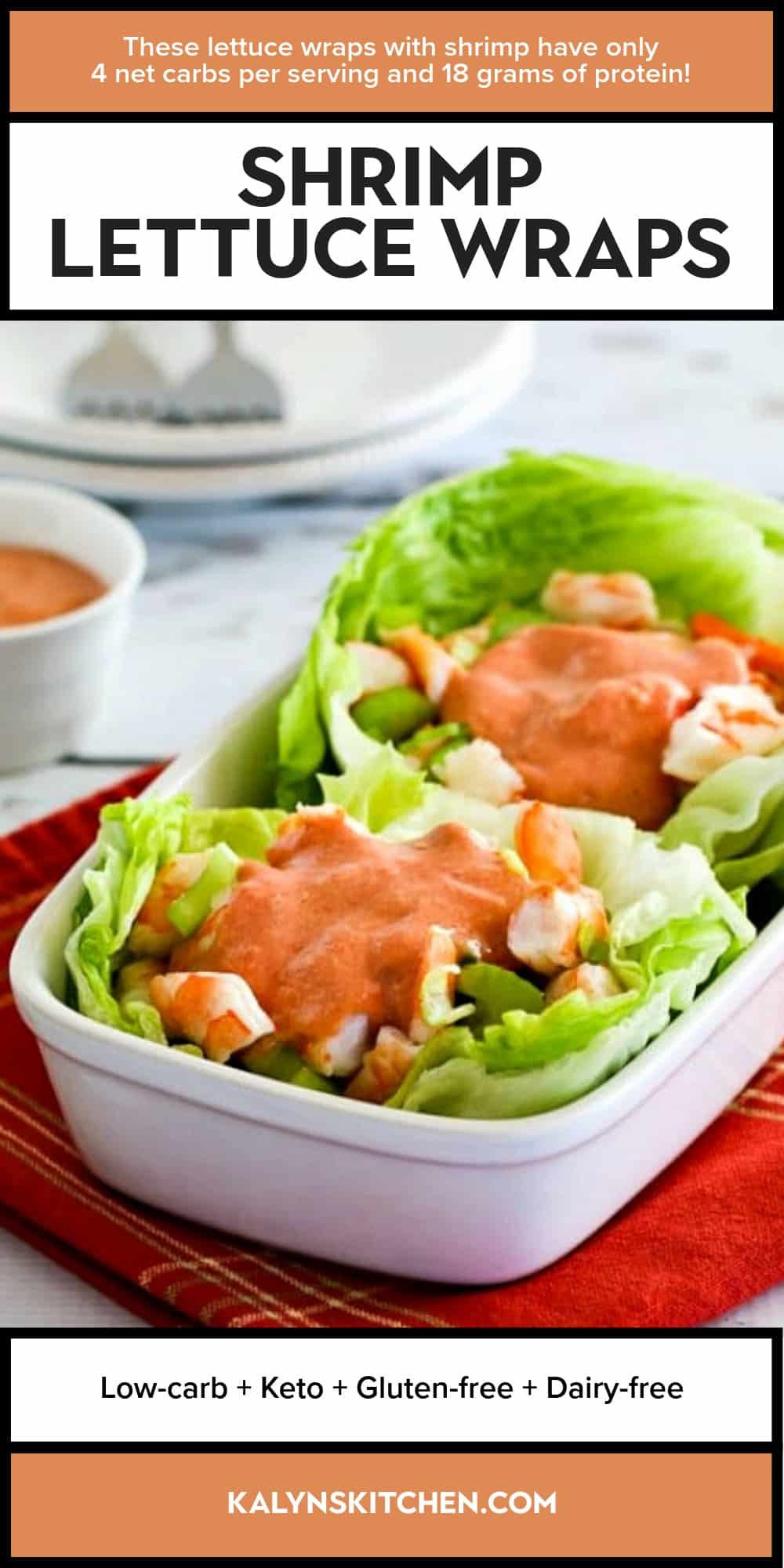 Pinterest image of Shrimp Lettuce Wraps