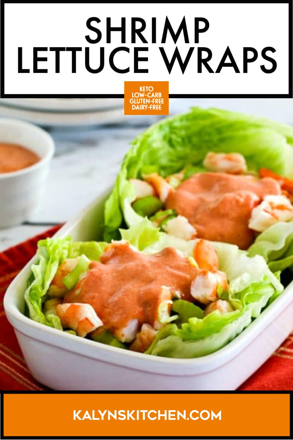 Pinterest image of Shrimp Lettuce Wraps