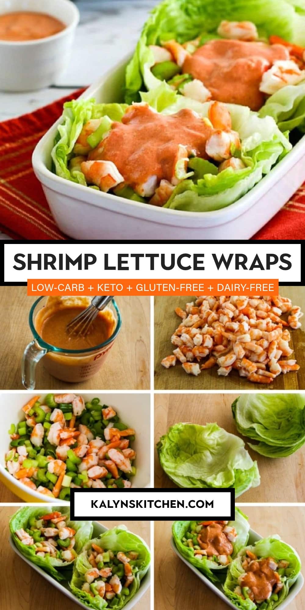 Pinterest image of Shrimp Lettuce Wraps