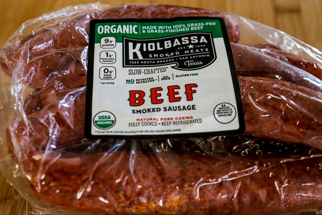 Kiolbassa Sausage from Costco in package