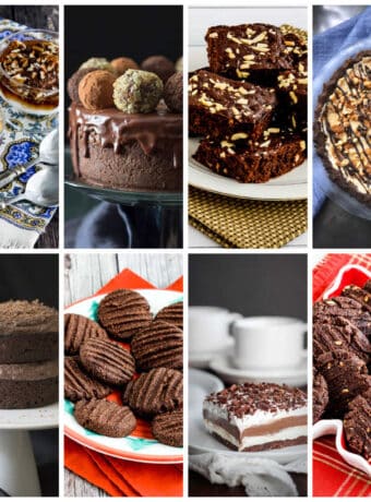 Low-Carb Chocolate Desserts collage showing featured recipes.
