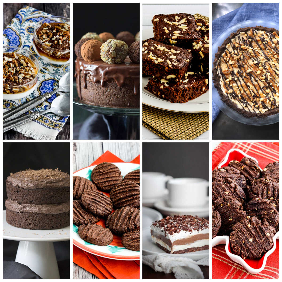 Low-Carb Chocolate Desserts collage showing featured recipes.