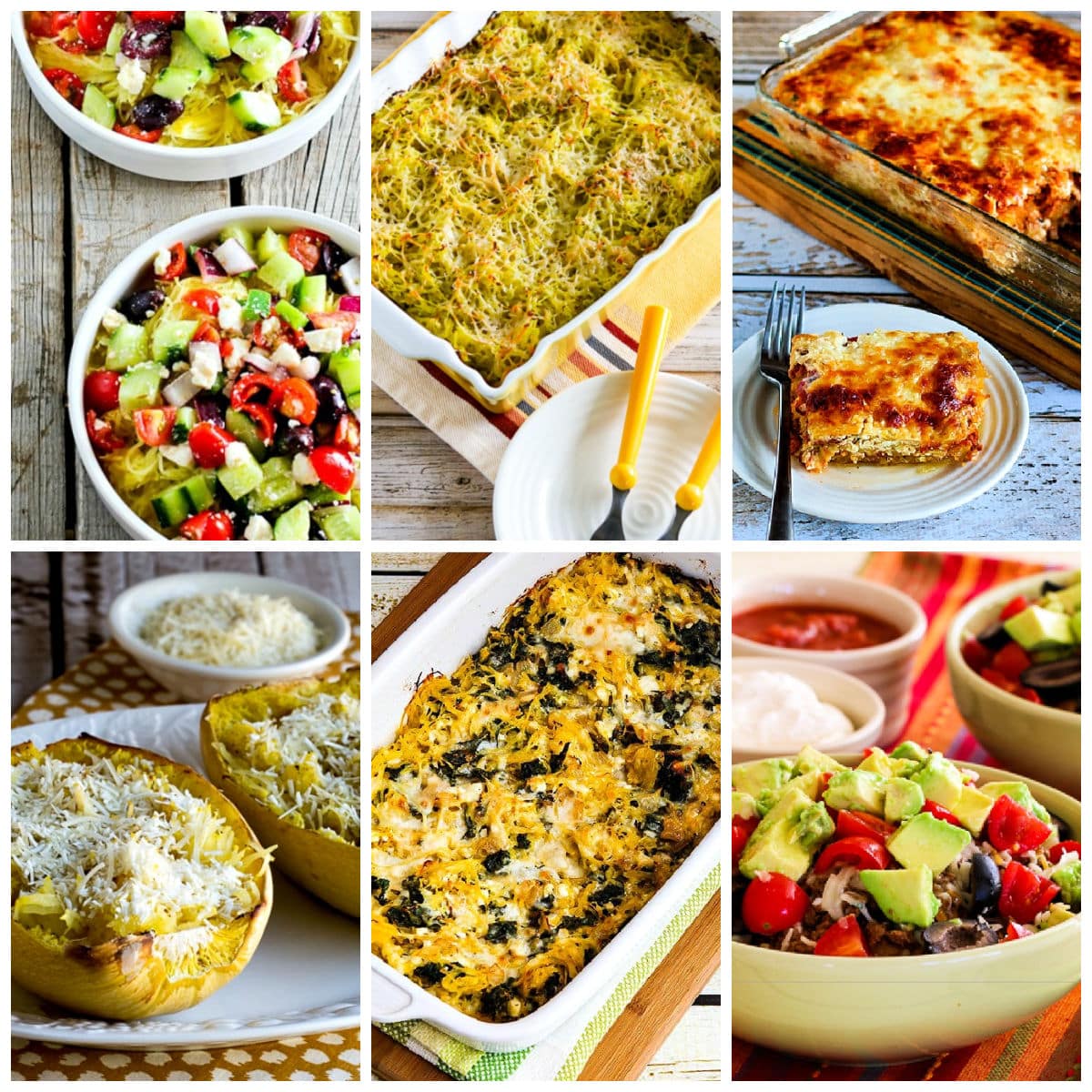 Collage photo showing featured Keto Spaghetti Squash Recipes.