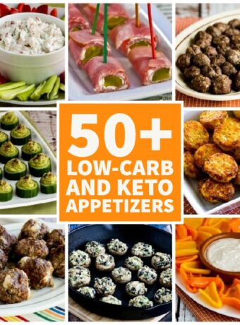 50+ Low-Carb and Keto Appetizers collage of featured recipes with text overlay