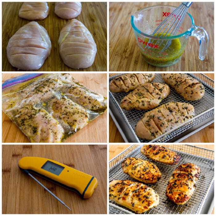 Air Fryer Marinated Chicken Breasts process shots collage