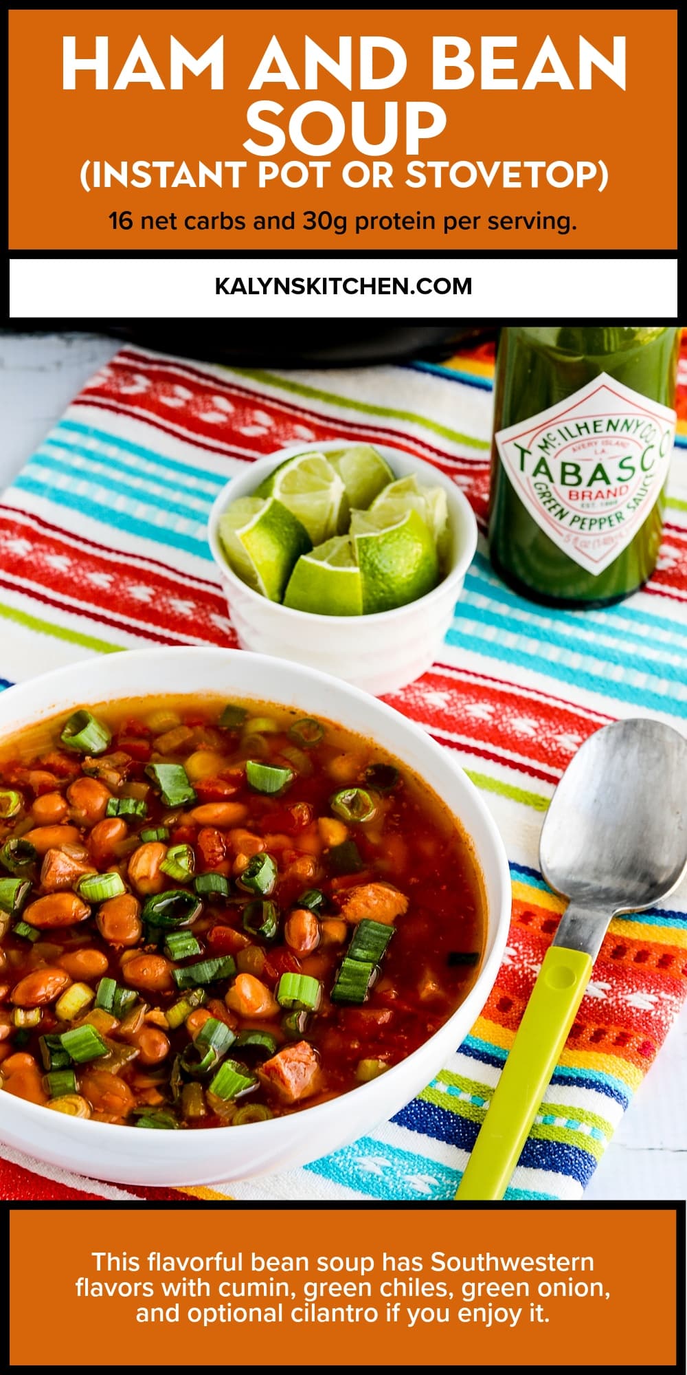 Pinterest image of Ham and Bean Soup (Instant Pot or Stovetop)