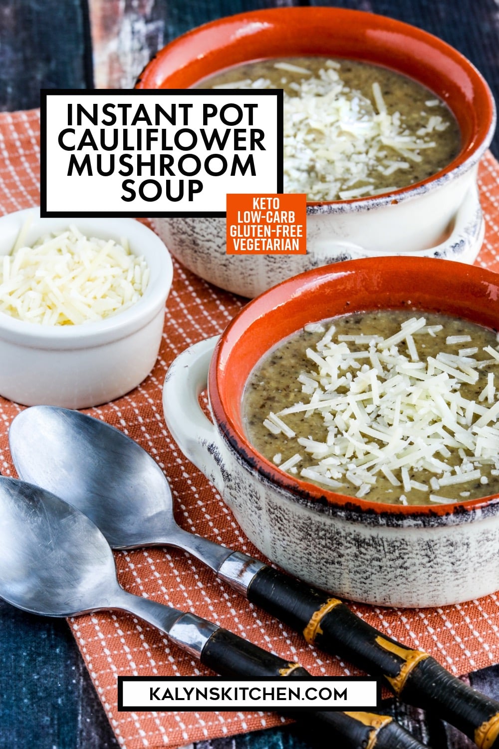 Pinterest image of Instant Pot Cauliflower Mushroom Soup