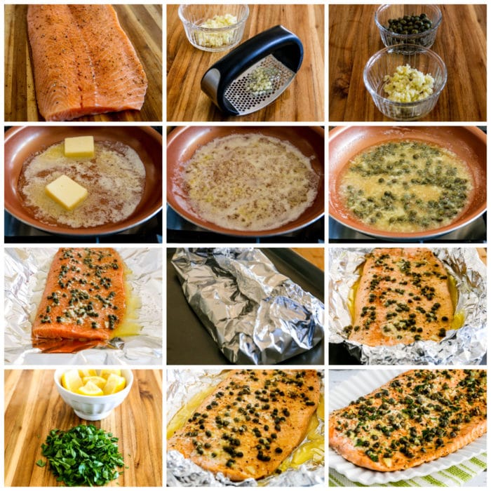 Slow Cooked Salmon collage of process shots