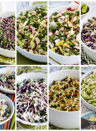 Low-Carb and Keto Cabbage Salads collage of featured recipes.