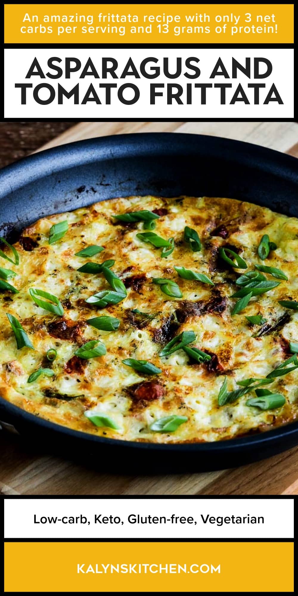 Pinterest image of Asparagus and Tomato Frittata