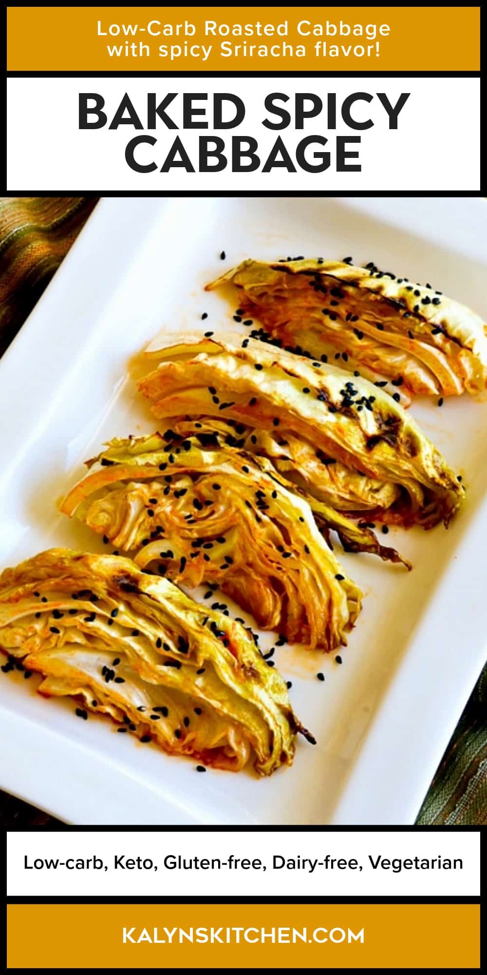 Pinterest image of Baked Spicy Cabbage