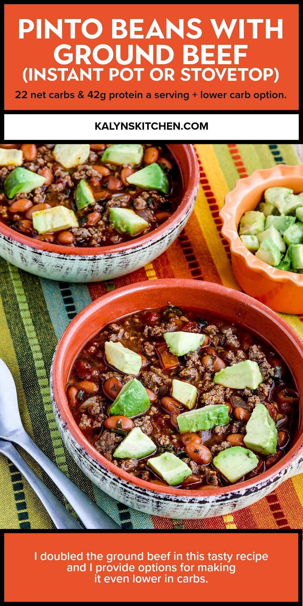 Pinterest image of Pinto Beans with Ground Beef (Instant Pot or Stovetop)