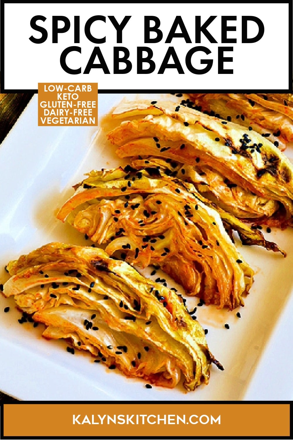 Pinterest image of Spicy Baked Cabbage