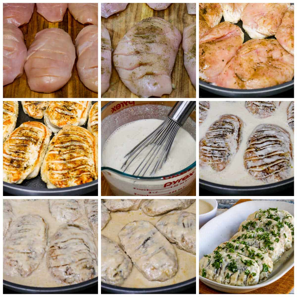 Collage photo for Janet's Easy Mustard Chicken showing recipe steps.