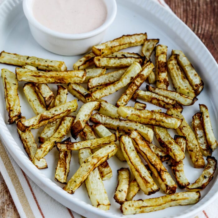 square image of Turnip Fries on serving platter