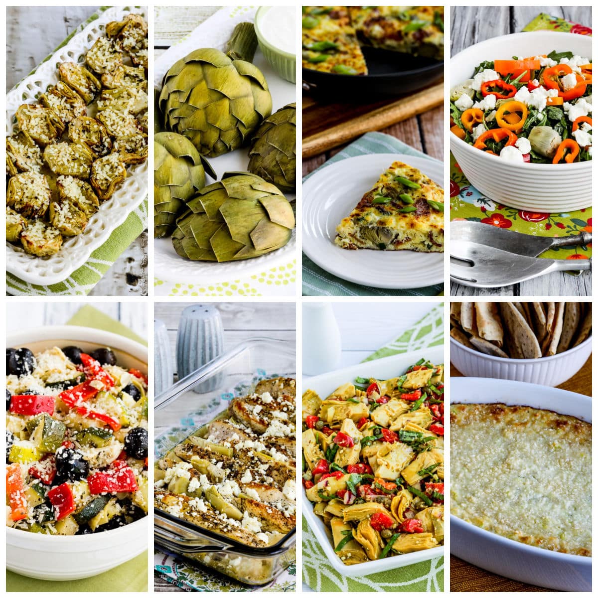 Amazing Recipes with Artichokes collage showing featured recipes.
