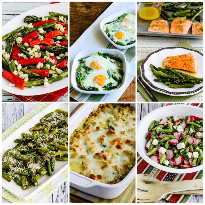 Favorite Low-Carb and Keto Asparagus Recipes collage of featured recipes
