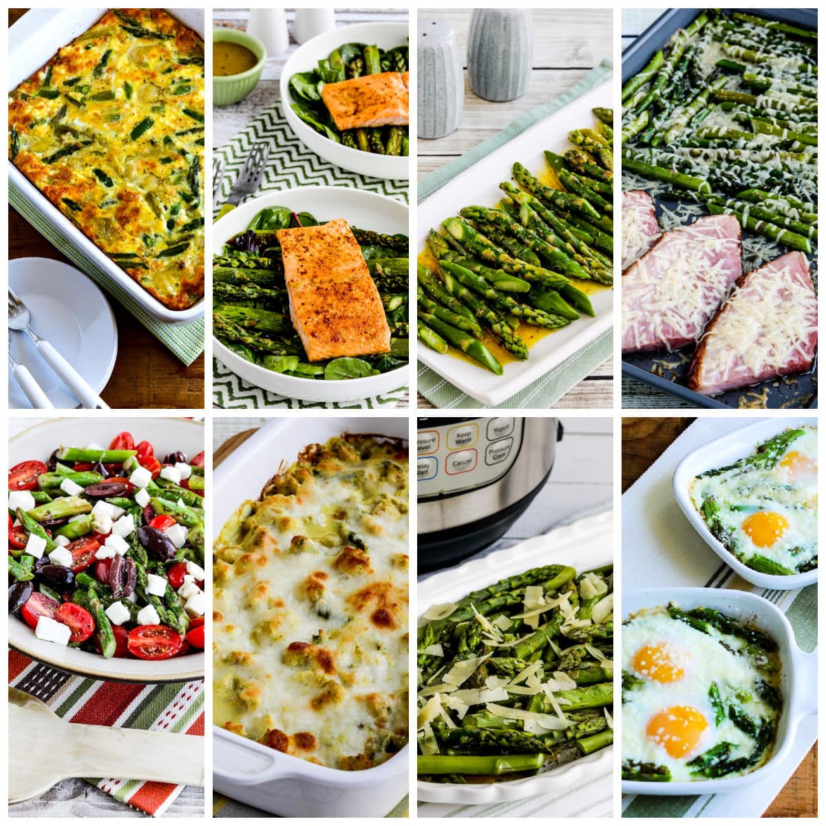 Low-Carb and Keto Asparagus Recipes collage photo showing featured recipes.