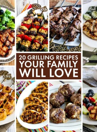 20 Grilling Recipes Your Family Will Love collage of featured recipes with text overlay.