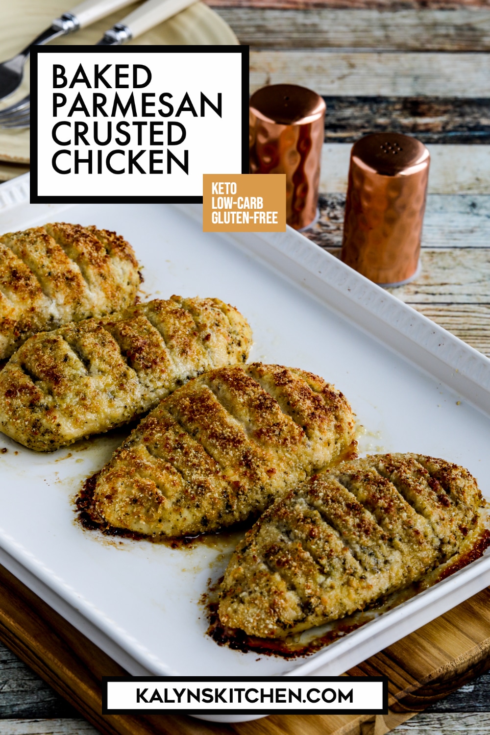 Pinterest image of Baked Parmesan Crusted Chicken